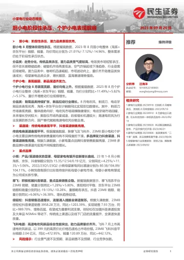 小家电行业动态报告:厨小电阶段性承压,个护小电表现靓丽-20230920-民生证券-23页