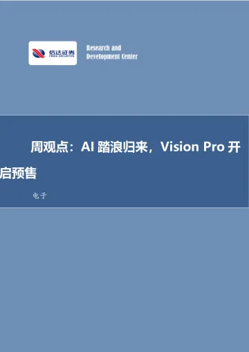 电子周观点:AI踏浪归来,Vision Pro开启预售-信达证券 听光Vic