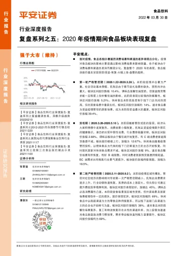 食品饮料行业深度报告:复盘系列之五,2020年疫情期间食品板块表现复盘-20220330-平安证券-35页