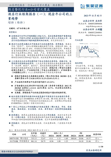 酒店餐饮行业+公司首次覆盖:酒店行业框架报告(一),现金牛公司的三重趋势-20231102-东吴证券-61页
