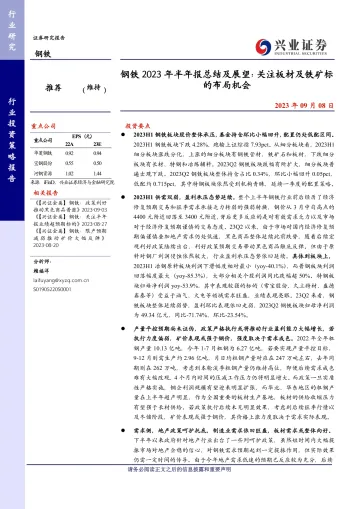 钢铁行业2023年半年报总结及展望:关注板材及铁矿标的布局机会-20230908-兴业证券-17页