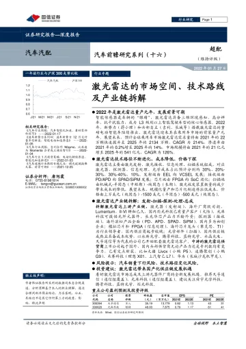 汽车汽配行业汽车前瞻研究系列（十六）：激光雷达的市场空间、技术路线及产业链拆解-20220127-国信证券-53页_1