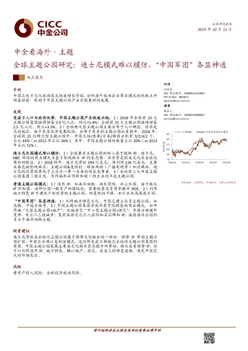 旅游行业全球主题公园研究:迪士尼模式难以模仿,“中国军团”各显神通-20191011-中金公司-25页
