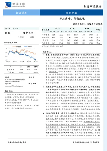 家用电器行业2024年年度策略:守正出奇,行稳致远-财信证券 听光Vic_1