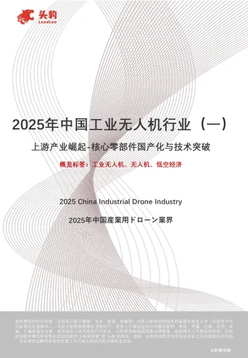 2025年中国工业无人机行业(一):上游产业崛起-核心零部件国产化与技术突破-头豹研究院 听光Vic