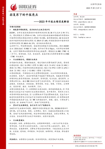 2023年中报业绩深度解读:弱复苏下的中报亮点-20230907-国联证券-33页