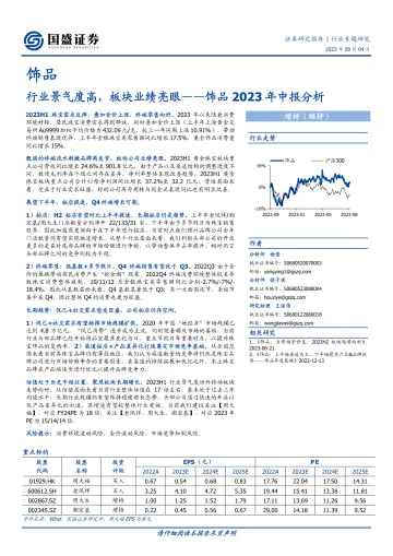 饰品行业2023年中报分析:行业景气度高,板块业绩亮眼-20230904-国盛证券-18页