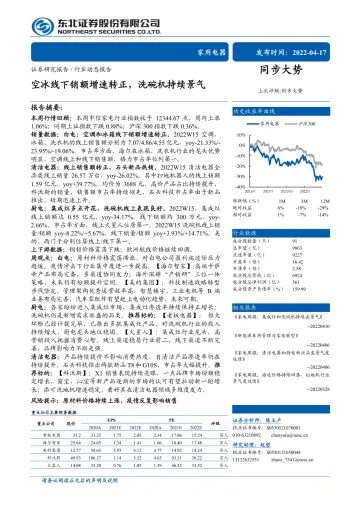 家用电器行业:空冰线下销额增速转正,洗碗机持续景气-20220417-东北证券-16页