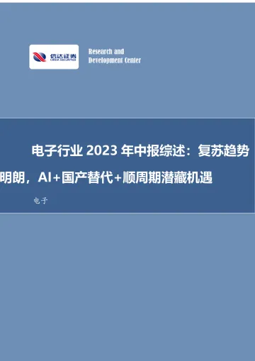 电子行业2023年中报综述:复苏趋势明朗,AI+国产替代+顺周期潜藏机遇-20230906-信达证券-26页