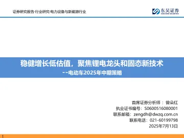 电动车2025年中期策略:稳健增长低估值,聚焦锂电龙头和固态新技术-东吴证券 听光Vic_1
