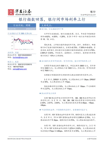 银行业:银行指数回落,银行间市场利率上行-20220313-华安证券-22页
