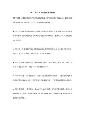 飞常准-2022年2月境内民航运营报告-12页_1