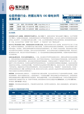 垃圾焚烧行业报告:把握出海与IDC绿电协同发展机遇-东兴证券 听光Vic