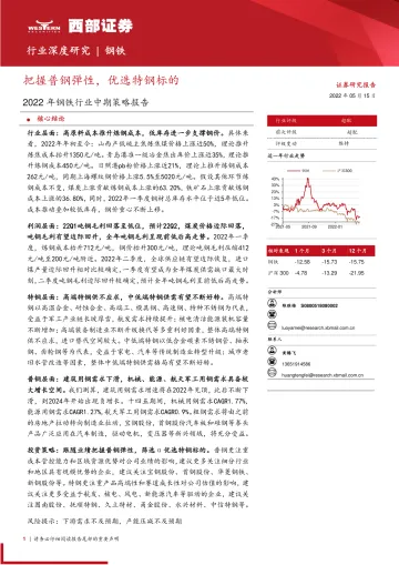 2022年钢铁行业中期策略报告:把握普钢弹性,优选特钢标的-20220515-西部证券-27页