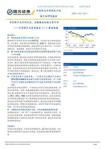 半导体产业系列报告(一)集成电路:半导体产业方兴未艾,安徽集成电路大有可为-国元证券 听光Vic