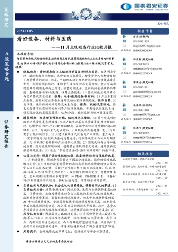 11月主观动态行业比较月报:看好设备、材料与医药-20231105-国泰君安-36页