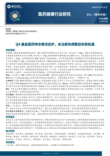 医药健康行业研究:Q4基金医药持仓情况出炉,关注板块调整后布局机遇-国金证券 听光Vic