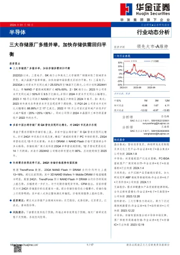半导体:三大存储原厂多措并举,加快存储供需回归平衡-华金证券 听光Vic