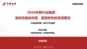 2026年铜行业展望:流动性叠加供需,重视有色的资源属性-中邮证券 听光Vic