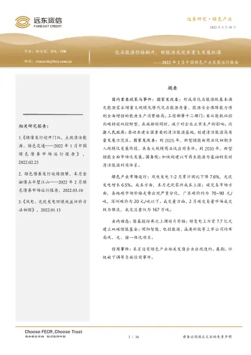 -2022年2月中国绿色产业发展运行报告:化石能源价格飙升,新能源或迎来重大发展机遇-20220318-远东资信16页