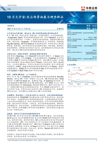 科技10月元宇宙:关注场景拓展与硬件新品_1