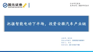 汽车行业:把握智能电动下半场,投资安徽汽车产业链-20230906-国元证券-92页