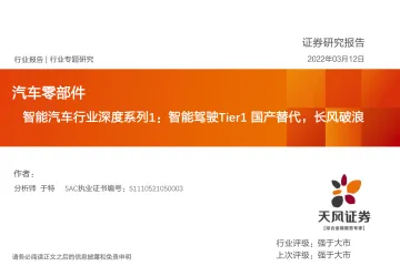 智能汽车行业深度系列1:智能驾驶Tier1国产替代,长风破浪-20220312-天风证券-45页