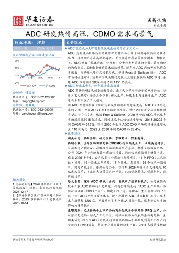 医药生物行业专题:ADC研发热情高涨,CDMO需求高景气-华安证券 听光Vic