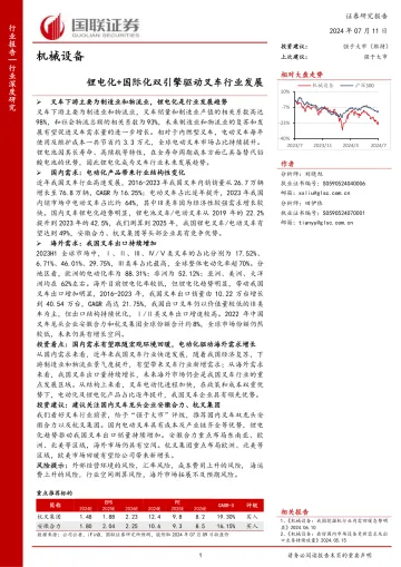 机械设备行业深度研究:锂电化+国际化双引擎驱动叉车行业发展-国联证券 听光vic