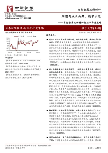 有色金属及新材料行业半年度策略:周期与成长共舞,稳中求进-中原证券 听光Vic
