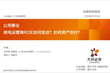 公用事业行业深度研究:核电运营商ROE如何变动?如何资产定价?-天风证券 听光Vic