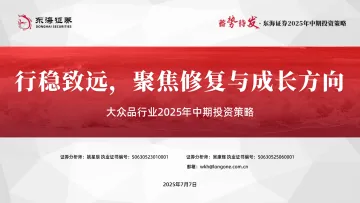 大众品行业2025年中期投资策略:行稳致远,聚焦修复与成长方向-东海证券 听光Vic_1
