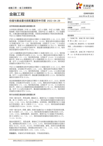 估值与基金重仓股配置监控半月报-20220429-天风证券-15页