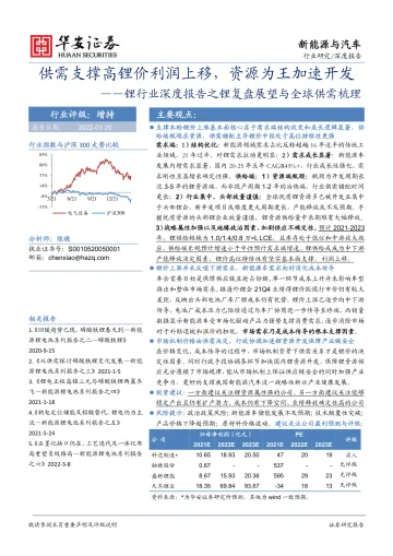 锂行业深度报告之锂复盘展望与全球供需梳理:供需支撑高锂价利润上移,资源为王加速开发-20220320-华安证券-29页