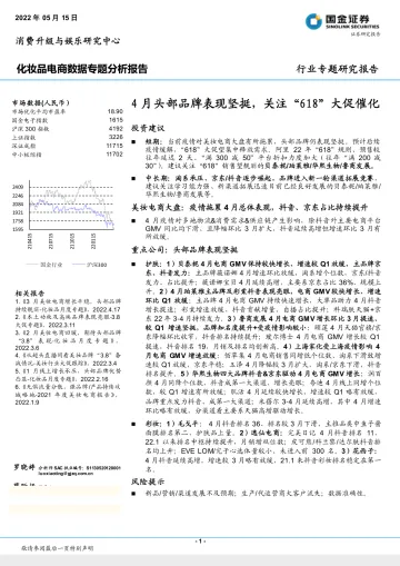 化妆品行业电商数据专题分析报告:4月头部品牌表现坚挺,关注“618”大促催化-20220515-国金证券-23页
