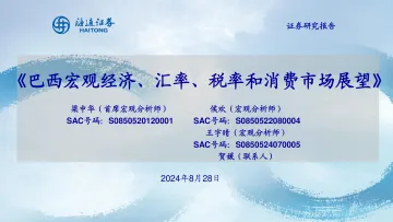 宏观专题报告:《巴西宏观经济、汇率、税率和消费市场展望》-240828-海通证券-34页