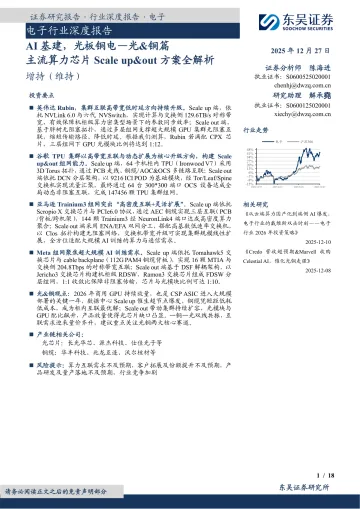 电子行业深度报告:AI基建,光板铜电—光&铜篇主流算力芯片Scale up&out方案全解析-东吴证券