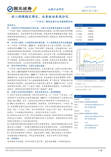 证券行业研究:“十四五”期间证券行业发展趋势分析-收入规模稳定增长,业务板块表现分化-国元证券 听光Vic