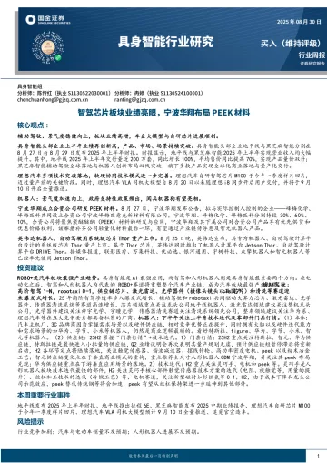 具身智能行业研究：智驾芯片板块业绩亮眼，宁波华翔布局PEEK材料-国金证券 听光Vic_1