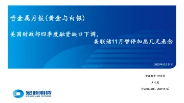 贵金属月报(黄金与白银):美国财政部四季度融资缺口下调,美联储11月暂停加息几无悬念-20231031-宏源期货-28