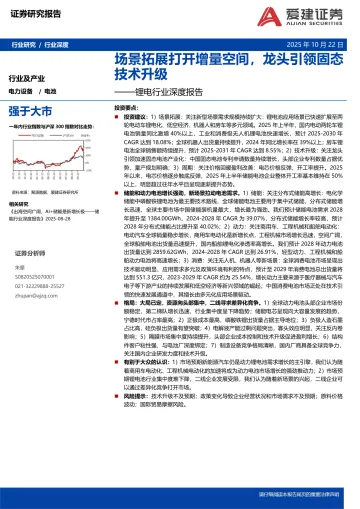 锂电行业深度报告:场景拓展打开增量空间,龙头引领固态技术升级-爱建证券 听光Vic_1
