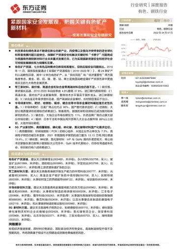 有色、钢铁行业统筹发展和安全专题研究:紧跟国家安全发展观,把握关键有色矿产新材料-20220407-东方证券-68页
