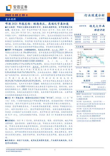 食品饮料行业啤酒2021年报总结:短期承压,高端化节奏加速-20220503-安信证券-21页