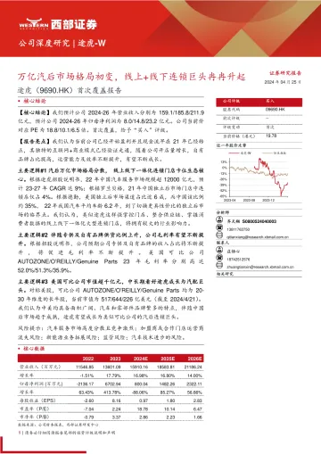 西部证券-途虎-9690.HK-首次覆盖报告：万亿汽后市场格局初变，线上+线下连锁巨头冉冉升起