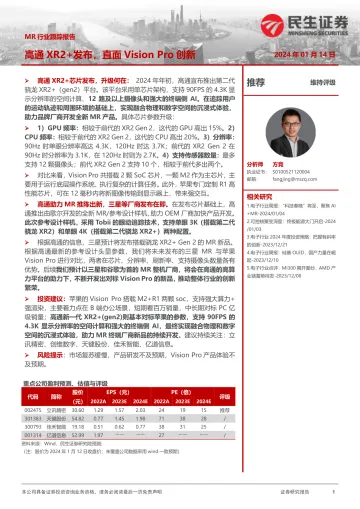 MR行业跟踪报告:高通XR2+发布,直面Vision Pro创新-民生证券 听光vic