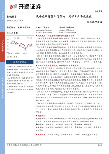 机械设备行业深度报告：设备更新有望加速落地，流程工业率先受益-开源证券 听光Vic.pdf 