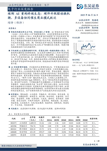 电子行业深度报告:端侧AI重构终端生态:硬件升级驱动换机潮,多设备协同催生商业模式跃迁-东吴证券 听光Vic_1