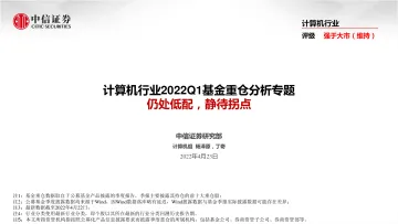 计算机行业2022Q1基金重仓分析专题:仍处低配,静待拐点-20220423-中信证券-15页