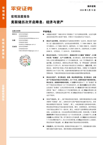美联储历次开启降息:经济与资产-240918