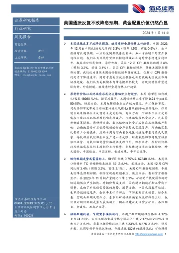有色金属周度报告：美国通胀反复不改降息预期，黄金配置价值仍然凸显-信达证券 听光vic